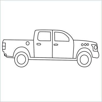 How To Draw A Pickup Truck Step by Step - [10 Phase & Video]