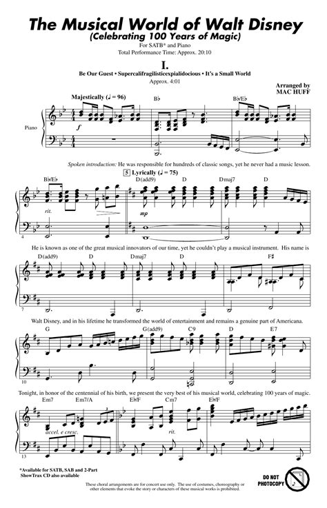 The Musical World Of Walt Disney by Mac Huff Sheet Music for SATB Choir ...