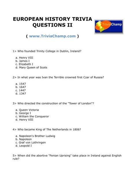 Easy History Trivia Questions And Answers : Rd.com knowledge facts ...