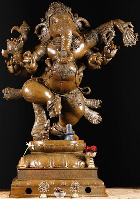 Masterpiece Bronze Dancing Ganesh Statue 60" (#6b2): Hindu Gods & Buddha Statues