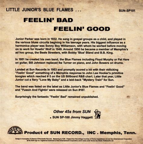 Little Junior Parker 7inch: Feelin' Bad - Feelin' Good (7inch, 45rpm, PS, ltd.) - Bear Family ...