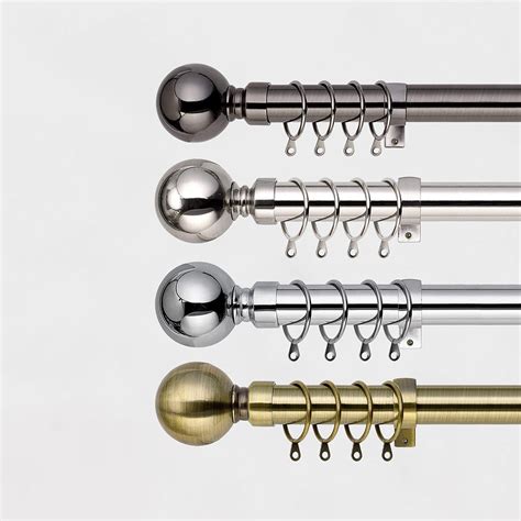 Extendable Plain Metal Ball Curtain Pole Set | Oxford Homeware