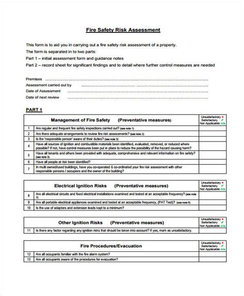 6+ Fire Risk Assessment Templates - Free Samples, Examples Format Download | Free & Premium ...