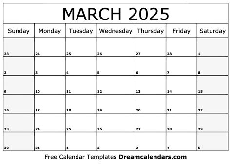 March 2025 Calendar - Free Printable with Holidays and Observances