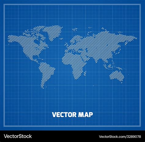 World map on blueprint Royalty Free Vector Image