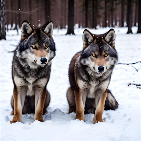 Premium AI Image | Wolverines Eurasian wolf pups in their snow covered ...