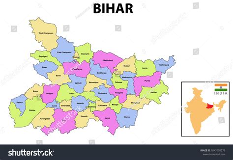 「ビハールの地図。 インドのビハールの地図。 白い背景にインドのビハール、ベクター画像地図。 高い詳細なシルエットイラスト。」のベクター画像素材（ロイヤリティフリー） 1847095276 ...