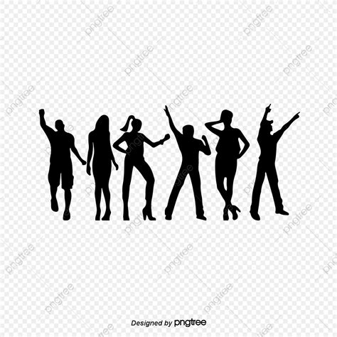 Group Dancing Silhouette Vector PNG