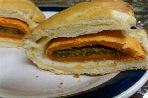 Patty with coco bread and cheese | Food, Bread bun, Recipes