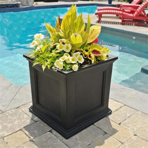 Mayne Fairfield 20 in. Square Black Plastic Planter-5825B - The Home Depot