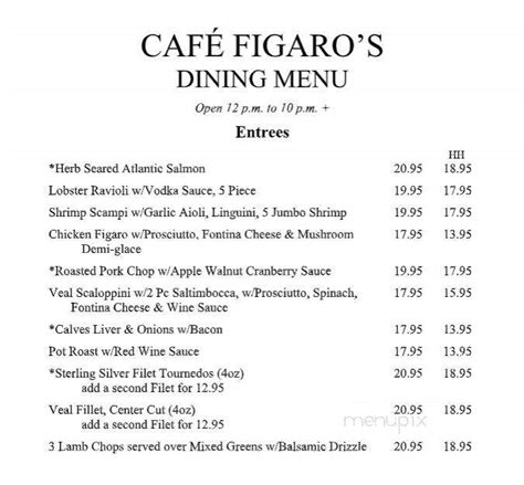 Menu of Cafe Figaro in Naples, FL 34110