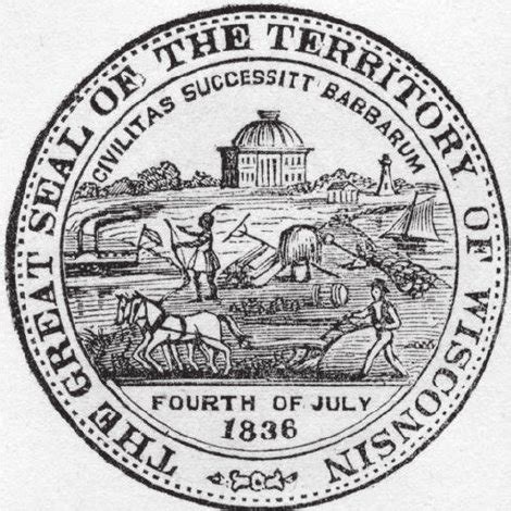 The Great Seal of the Territory of Wisconsin (1836), which states in... | Download Scientific ...