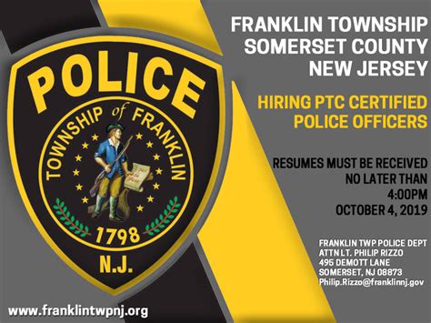 Franklin Township, NJ Police Jobs - Certified | PoliceApp