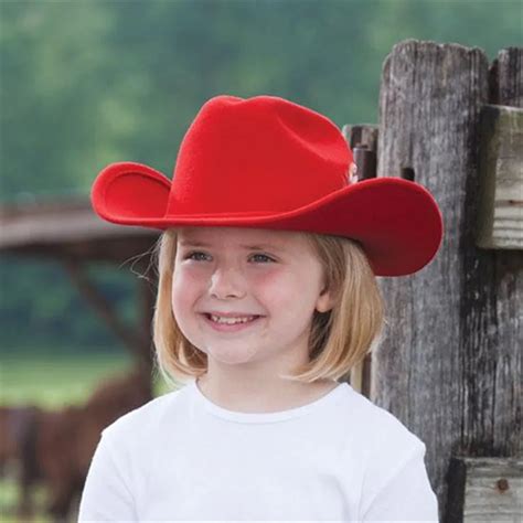 100% Wool Winter Autumn Kids Child Felt Western Cowboy Hat For Girl Boy Cowgirl Cap Jazz hat Sun ...