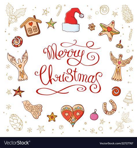 Circle made of christmas decorative elements Vector Image