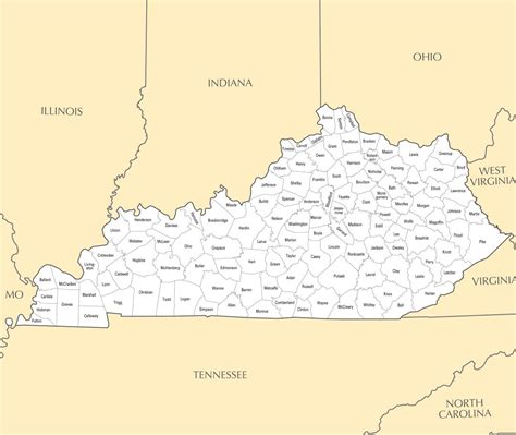 Large administrative map of Kentucky state with major cities | Kentucky state | USA | Maps of ...