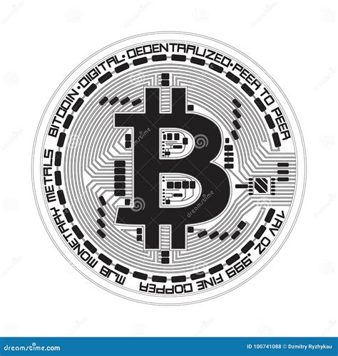 Crypto Currency Bitcoin Black and White Symbol Stock Vector - Illustration of mining, finance ...