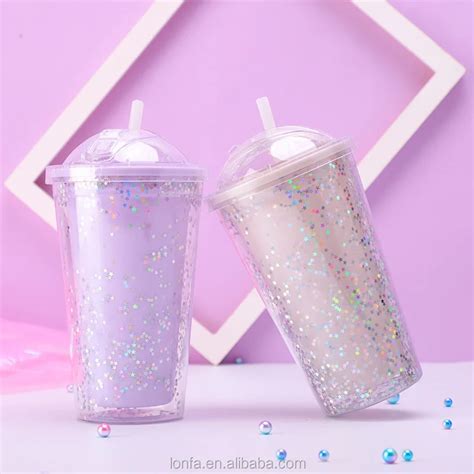 Elegant Shape Drinking Straw Promotional Cups With Straws Single Wall ...