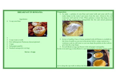 Breakfast Menus and Recipes from Romania