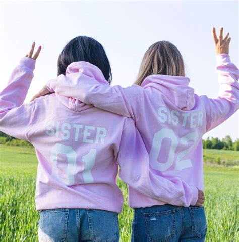 Sister 01 Sister 02 Hoodies, Matching Best Friends Hoodies