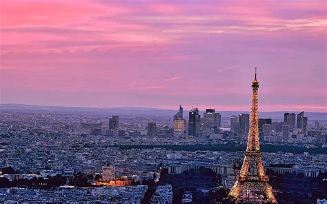 Paris, Pink Sky, City View, Eiffel Tower - Eiffel Tower City View ...