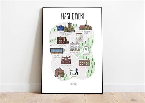 Haslemere Map Print Haslemere Map Illustrated Map of Haslemere Surrey ...