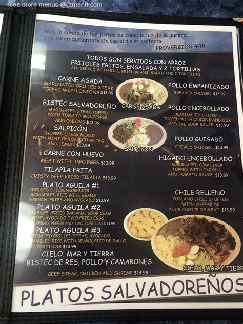 Online Menu of Restaurant El Aguila Restaurant, San Jose, California, 95116 - Zmenu