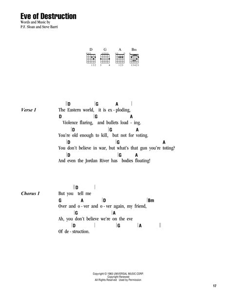 Eve Of Destruction by Barry McGuire - Guitar Chords/Lyrics - Guitar ...