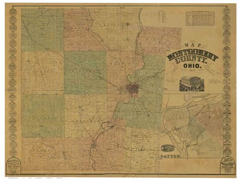 Montgomery County Ohio 1857 Old Wall Map Reprint With Homeowner Names ...