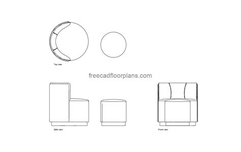 Armchair And Pouf - Free CAD Drawings