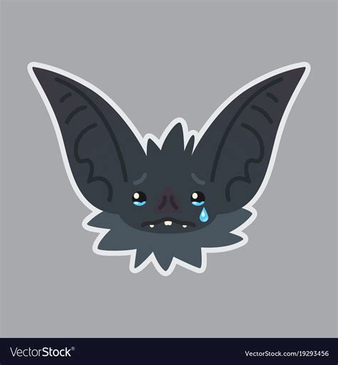 Bat sticker emoji of cute Royalty Free Vector Image