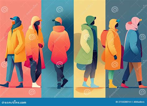 Minimalist Illustration of People with Unique and Colorful Backgrounds Stock Illustration ...