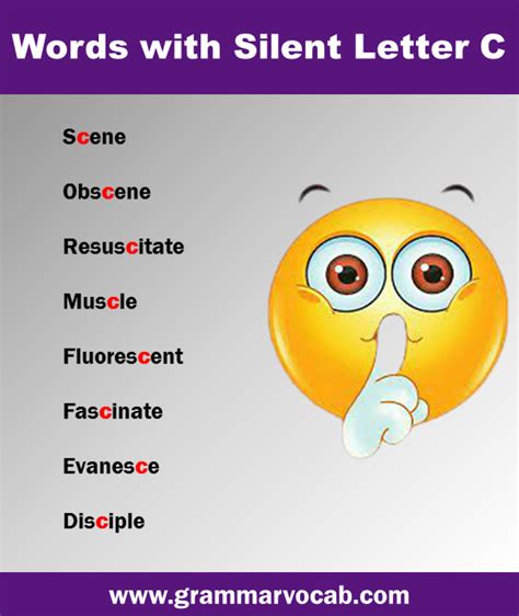 Words with Silent Letters List - GrammarVocab