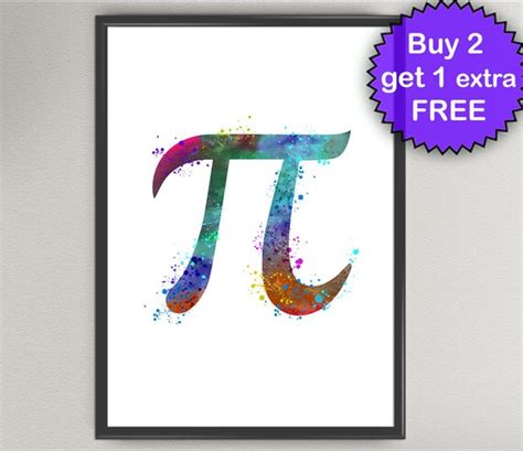 PI Symbol Art Watercolor Print Number Symbol Ink Painting