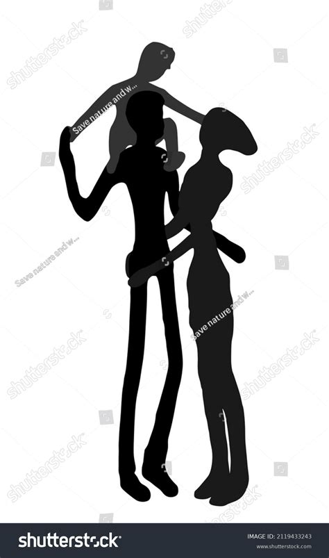 Happy Family Hugging Together Vector Silhouette Stock Vector (Royalty Free) 2119433243 ...