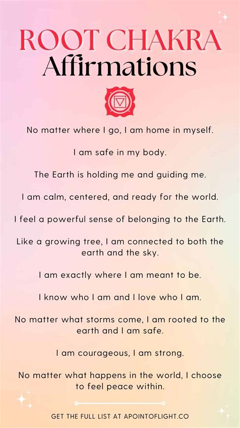 35 Root Chakra Affirmations (Feel Grounded and Safe) - A Point of Light