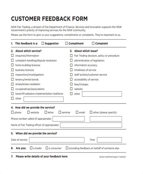 FREE 19+ Customer Feedback Forms in PDF