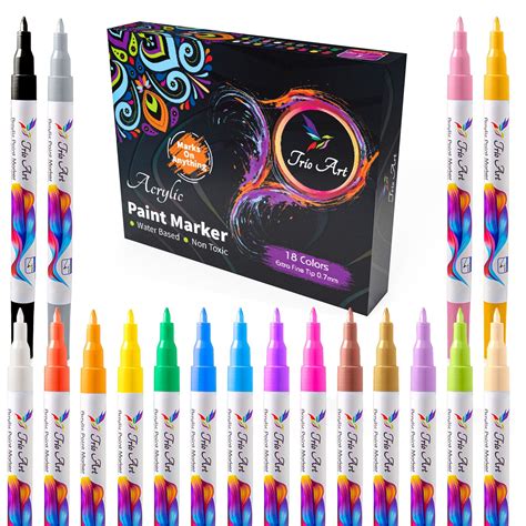 Acrylic Paint Pens Set of 18 Vibrant Color Markers Kit For Rock ...