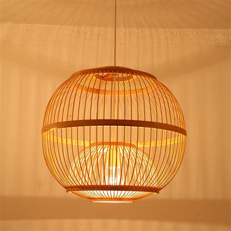 Japanese style pendant lamps bamboo cage tea pot shop lampshade southeast lighting spherical ...