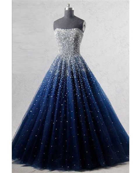 New Sparkle Princess Prom Dress Dark Royal Blue Cinderella ball gown L ...