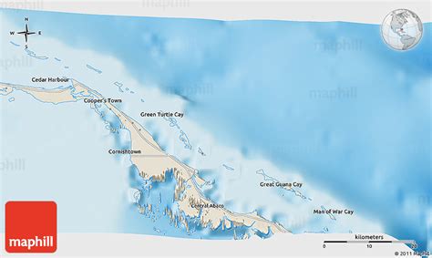 Shaded Relief 3D Map of Green Turtle Cay