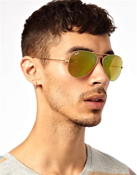 Lyst - Ray-ban Aviator Sunglasses in Yellow for Men