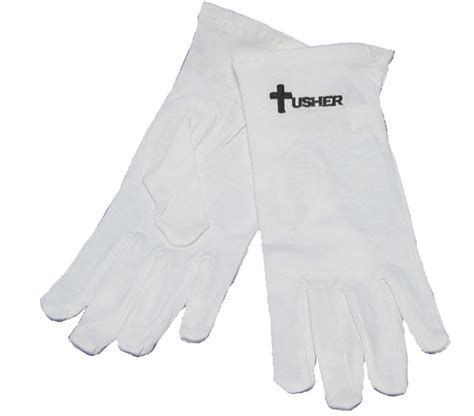 White Usher Gloves with Cross (Medium)