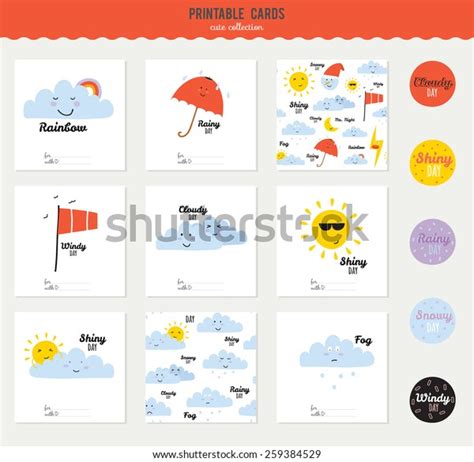 Collection Cartoon Funny Smiley Weather Icons Stock Vector (Royalty ...