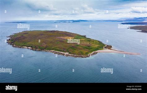 Aerial view of Gruinard Island in Gruinard Bay in Ross and Cromarty ...