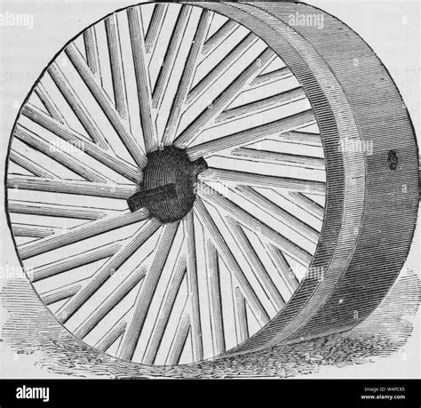 Engraved drawing of the burr millstone, from the book 'Industrial ...