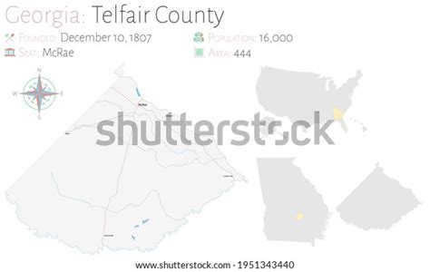 Large Detailed Map Telfair County Georgia Stock Vector (Royalty Free ...