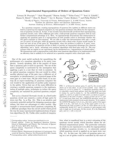 (PDF) Experimental Superposition of Orders of Quantum Gates