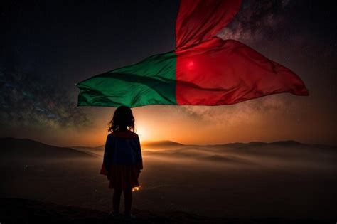 Premium AI Image | A young child girl with a Palestine flag seeing ...