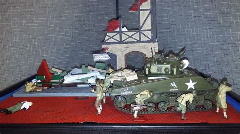 1/35th scale diorama Tamiya M-4 Sherman Tank and US Infantry Western Theater. 2 Resin Figures ...